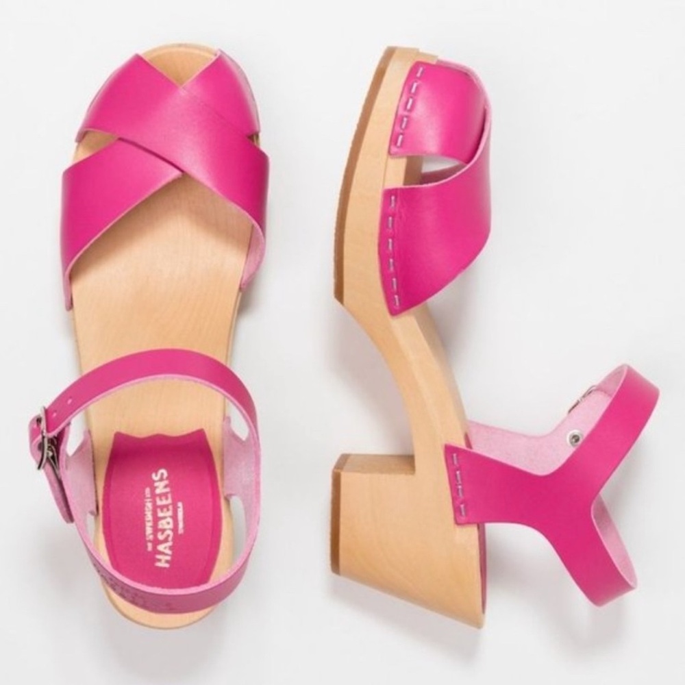 Swedish Hasbeens Pink Leather Sandals